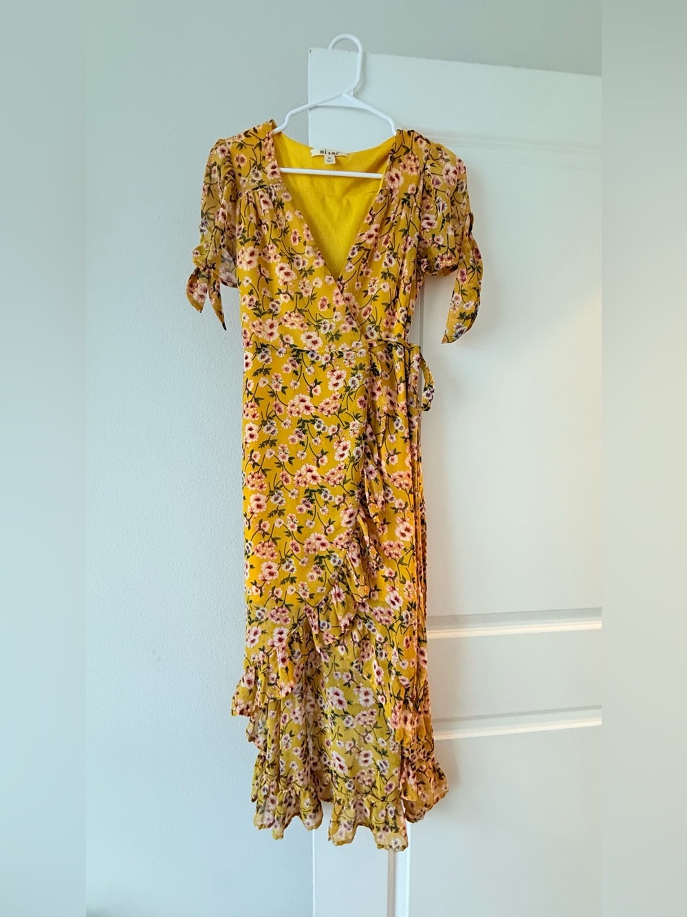 miami Yellow Floral Wrap Maxi Dress
